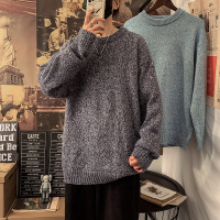 【COMEACROSS】报纸秋冬装新款宽松情侣中性纯色大码青少年套头毛衣粉