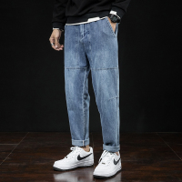【COMEACROSS】秋冬主推款男士日系宽松大码潮胖休闲哈伦工装牛仔裤