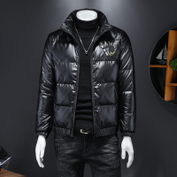 【铂瑟】男式羽绒服白鸭绒修身外套亮面大V鹰头刺绣欧美风