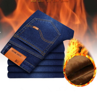 【铂瑟】冬季弹力加绒加厚牛仔裤男