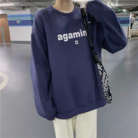 【秀衣记】2020秋冬韩版宽松显瘦圆领长袖上衣酷帅3色字母印花加绒卫衣