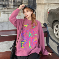 【秀衣记】2020秋冬新款韩复古图案字母印花宽松百搭长袖加绒套头卫衣