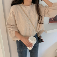 【秀衣记】松软花毛衣女2020秋冬新宽松慵懒百搭套头加厚针织衫外穿