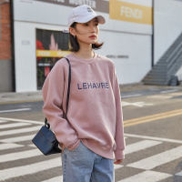 【秀衣记】2020秋冬新款加绒卫衣女新款韩版粉色圆领宽松显瘦上衣