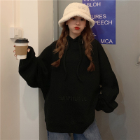 【秀衣记】2020冬季新款250克加绒加厚连帽前贴袋绣字母卫衣