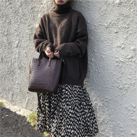 【秀衣记】2020秋冬新款韩版百搭宽松兔绒高领厚实保暖毛衣女