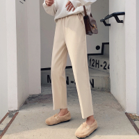 【秀衣记】毛呢哈伦裤秋冬女高腰九分西装裤宽松休闲小脚裤萝卜烟管裤