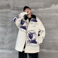 【秀衣记】冬装新款印花翻领涂鸦棉衣