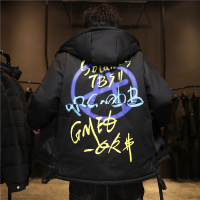 【秀衣记】外套男潮新款冬季字母印花韩版帅气棉衣潮流休闲袄子