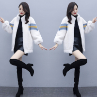 【铂瑟】2020冬季新款韩版时尚立领撞色气质保暖舒适皮毛一体外套