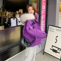【HY&CO】派克服獭兔内胆短款棉衣女大毛领