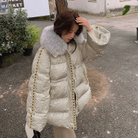 【HY&CO】冬季新款小香风大毛领抽带棉衣