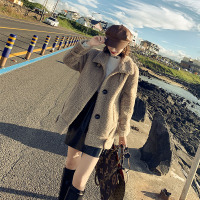 【COMEACROSS】艾琴海2020冬装毛呢外套中长款皮毛一体颗粒绒