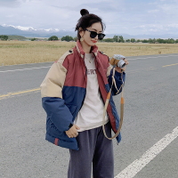 【COMEACROSS】2020年新款外套女三色拼接工装棉服