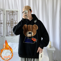 【秀衣记】主推秋冬装港风小熊植绒绣花连帽卫衣加绒