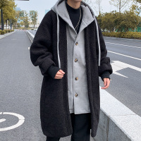 【秀衣记】冬季新款撞色毛呢情侣假两件拼接羊羔毛棉衣男加厚外套