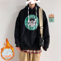 【秀衣记】秋装新款史迪仔印花港风宽松连帽加绒卫衣