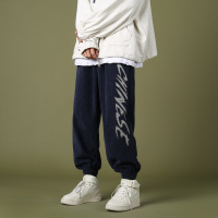 【秀衣记】2020新款绿墙灯芯绒藏青色2宽松休闲运动裤