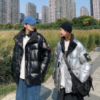 【秀衣记】男类2020冬季新款情侣装冬装亮面ins棉衣皮衣加厚短款棉服外套
