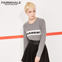 马克华菲女装2018春季新品休闲字母卫衣长袖简约宽松上衣