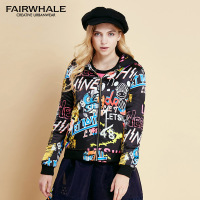 马克华菲女装秋冬新品短款撞色棉服外套 加厚