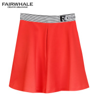 马克华菲女装2018春秋半身裙 高腰显瘦短裙 橙色 XL