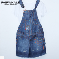 马克华菲女装 2019牛仔背带短裤 减龄两件套