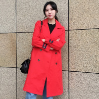 马克华菲女装19年春夏新款单排扣系带中长款女式风衣纯色靓丽通勤外套