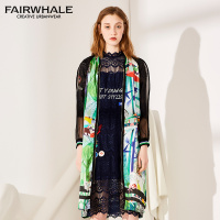 马克华菲女装2019夏外套 透视薄款夹克外套中长款印花外套