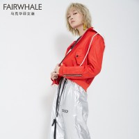 马克华菲女装2019工装外套女宽松飞行员夹克女朋克外套短款