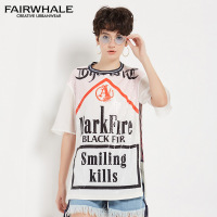 马克华菲女装2019夏新款亮片字母T恤女短袖ins学院风显瘦上衣