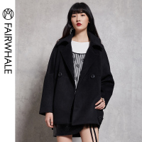 马克华菲女装双面呢大衣2018冬季新款短款小个子毛呢外套