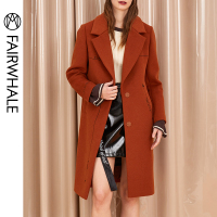 马克华菲女装2018新款长款毛呢大衣女毛尼大衣外套冬