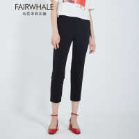 马克华菲女装2019春新贴身版型剪裁率性简约实用中性帅气休闲长裤
