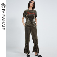 马克华菲女装2019春新系绳收腰亮片字母时尚休闲欧美套装
