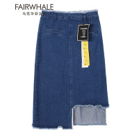 马克华菲女装2019春新款不规则时尚牛仔半身裙