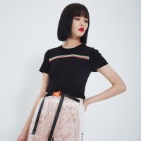 马克华菲女装2019夏季新款薄款空调短袖T恤女短款外搭潮针织衫