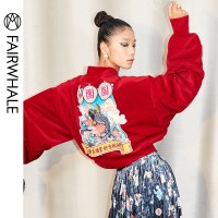 马克华菲女装 灯芯绒外套 2019秋中国风短款夹克外套女上衣