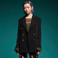 马克华菲女装2019秋新款黑色西服女休闲OL职业西装外套