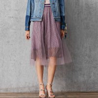 马克华菲女装 百褶半身裙 2019秋季新款纱拼接半身裙