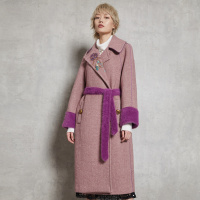 马克华菲女装2019冬韩版中长款系腰带修身大衣小香风时尚毛呢外套