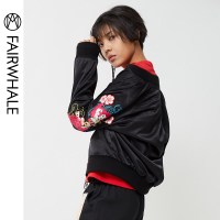 马克华菲女装2019秋新款外套女短款中国风短款外套国潮棒球服外套