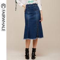 马克华菲女装2019秋牛仔半身裙修身包臀中长款半身裙长裙女