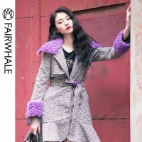 马克华菲女装2019冬季新款毛呢大衣女中长款休闲显瘦宫廷风大衣