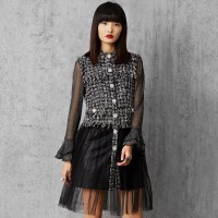 马克华菲女装 无袖连衣裙 2019秋季新款圆领拼接中长裙