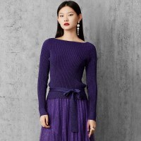 马克华菲女装修身针织衫2019秋新款一字领长袖针织衫打底衫上衣