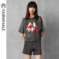 马克华菲女装2019夏时尚休闲套装短袖上衣短裤