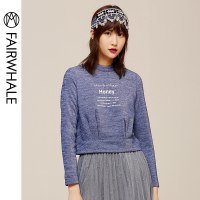 马克华菲女装2019秋新款卫衣女短款长袖字母印花卫衣女套头衫上衣
