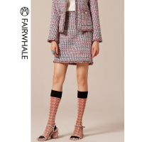 马克华菲女装2019秋新款半身裙名媛高腰包臀半身裙毛呢短裙小香风