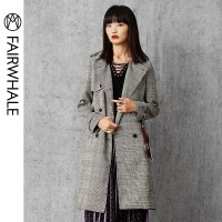 马克华菲女装2019秋新款风衣女韩版廓形中长款风衣外套双排扣风衣